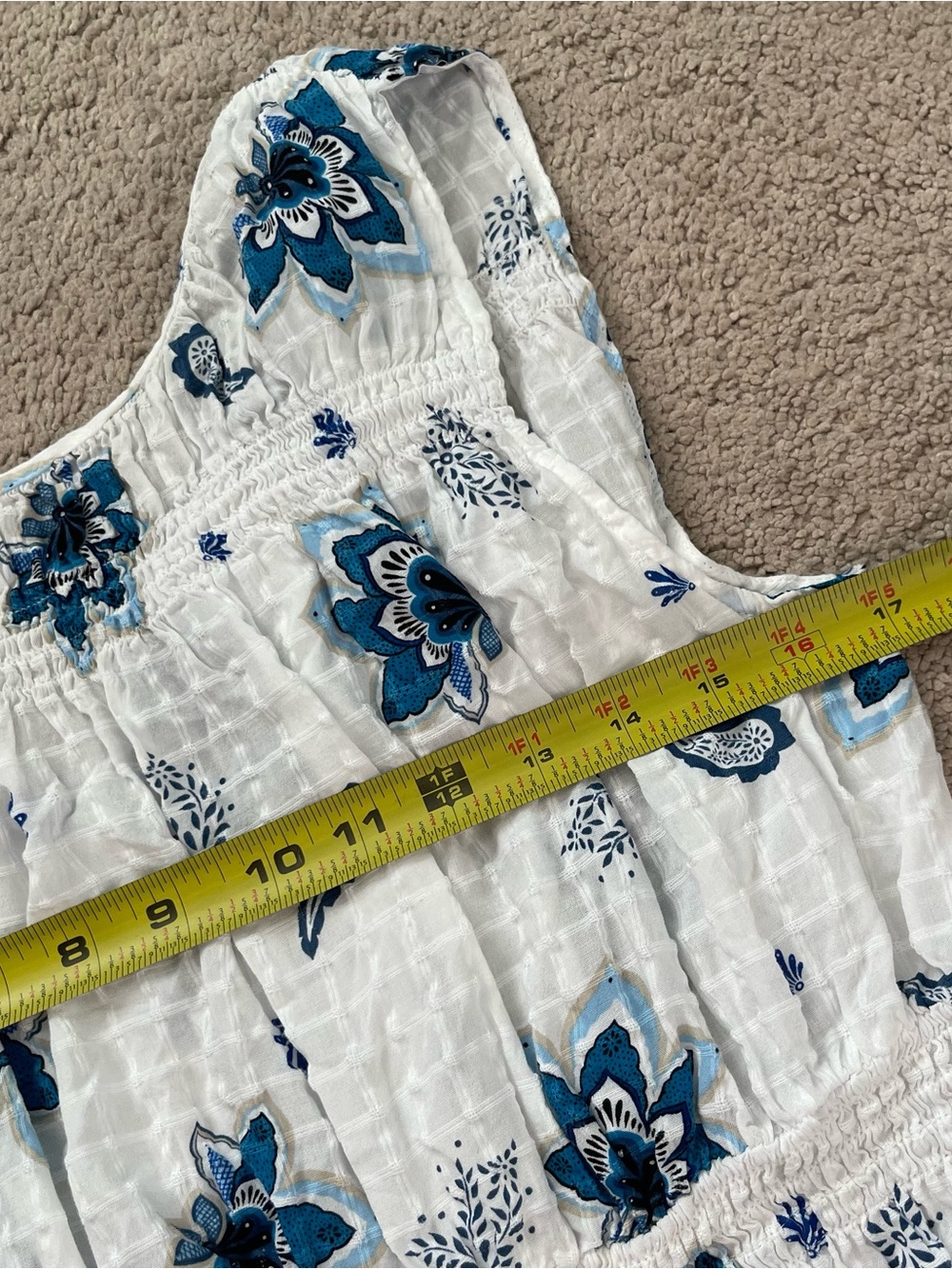 LOFT Lightweight Paisley Plaid Short Sleeve Smocked Peplum Top | Size XL - Picture 5 of 8